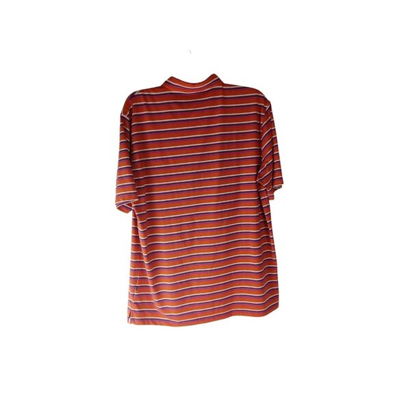 Alan Flusser Mens Polo Short Orange Striped Stretch Short Sleeve Size XL - Picture 2 of 8